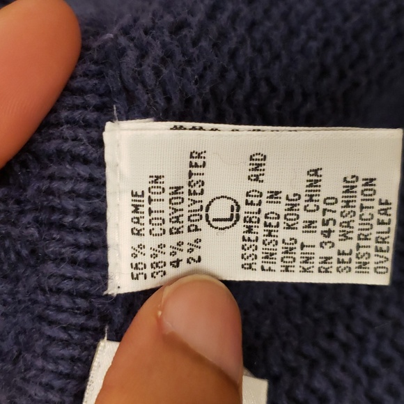 VTG Jason Maxwell Oversized Navy Knit Cardigan Button Up Metallic V Neck Sweater - Picture 14 of 15